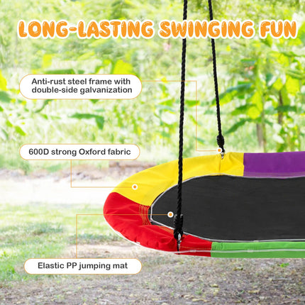 Costzon 700 lbs 60" Giant Platform Swing with Light, Tree Swing with Adjustable Hanging Ropes
