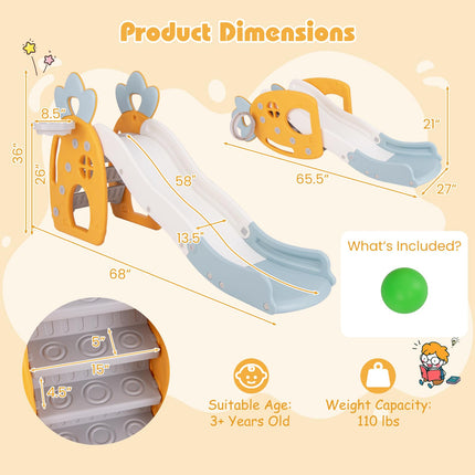 BABY JOY Toddler Slide, 3 in 1 Freestanding Foldable Kids Slide with Climber