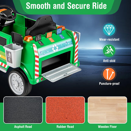 Costzon Ride on Garbage Truck, 12V Battery Powered Kids' Electric Vehicles w/Remote Control