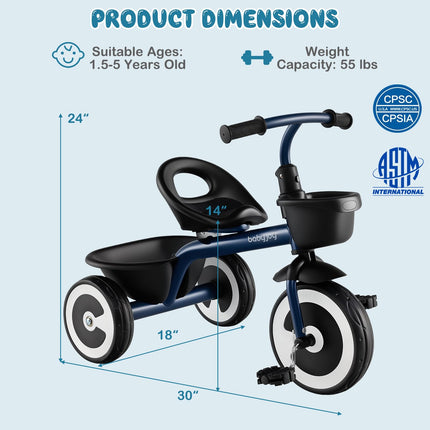 Kids Trike with Adjustable Seat  for Boys and Girls 1.5 to 5 Years Old