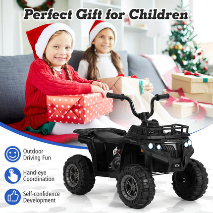 Costzon Kids ATV, 6V Battery Powered Electric Vehicle with One-Button Start, MP3, LED Headlights & Storage Basket