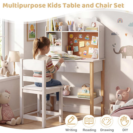 Costzon Kids Desk and Chair Set Wooden Study Writing Table