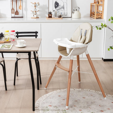BABY JOY Baby High Chair, Wooden High Chair for Babies & Toddlers with Dishwasher Safe Double Removable Tray