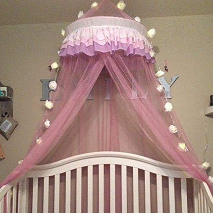 Elegant Lace Bed Mosquito Netting Mesh Canopy Princess Round Dome Bedding Net for Girls