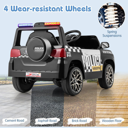 Costzon Police Car Ride on, 12V Battery Powered Toy Cop Cars w/Remote Control