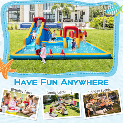BOUNTECH Inflatable Water Slide Park 9-in-1 Giant Water Bounce House w/Climbing Wall
