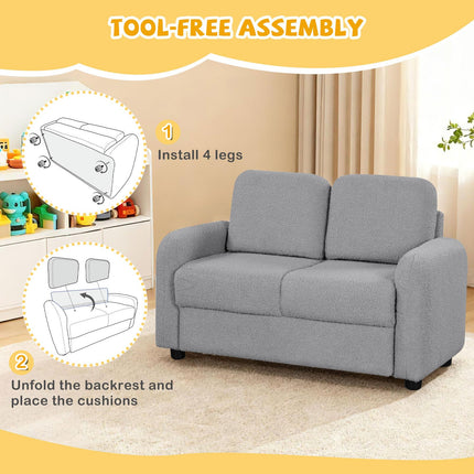 Costzon Kids Couch| Toddler Armrest Chair w/Teddy Fleece Upholstery & Solid Wooden Frame