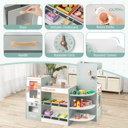 Costzon Kids Grocery Store Playset, Wooden Play Store with Checkout Counter