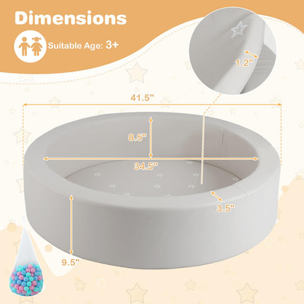 Costzon Round Foam Pool for Toddlers with 200 Ocean Balls and Soft Cushion