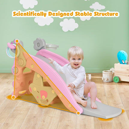 Costzon 5 in 1 Toddler Slide Rocking Toy, Slide for Kids with Detachable Stool