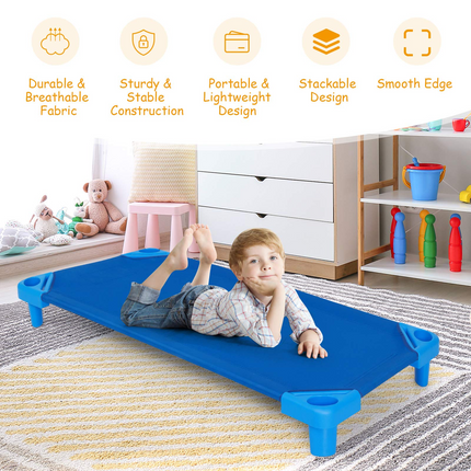 Costzon Daycare Cots for Kids, Pack of 6, 51” L x 22.5” W Stackable Nap Cots with Easy Lift Corners