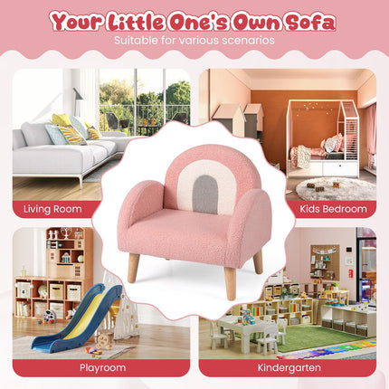Costzon Kids Sofa | Children Pink Armchair with Solid Wood Frames