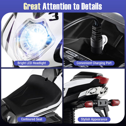 Costzon Toddler Motorcycle with LED Lights 6V Battery Powered Kids Motorcycle