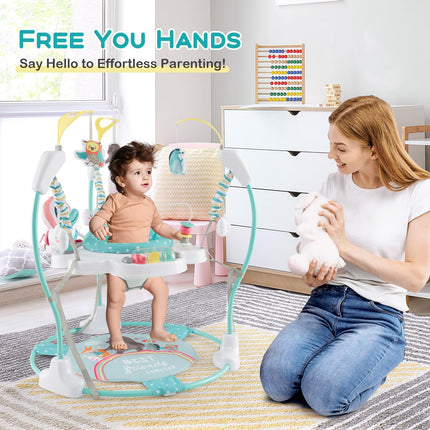 BABY JOY Baby Jumpers and Bouncers, Infant Activity Center with Music Lights Sounds, 360° Rotating Seat and 5 Adjustable Heights