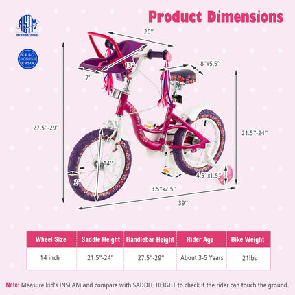 BABY JOY Kids Bike, 14 16 18 Inch w/Removable Training Wheels