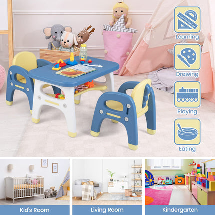 Costzon Kids Table and Chair Set w/Montessori Toys, Kids Activity Table w/Storage Shelf