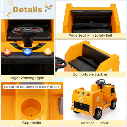 Costzon Ride on Car, 12V Battery Powered Recycling Garbage Truck w/Remote Control