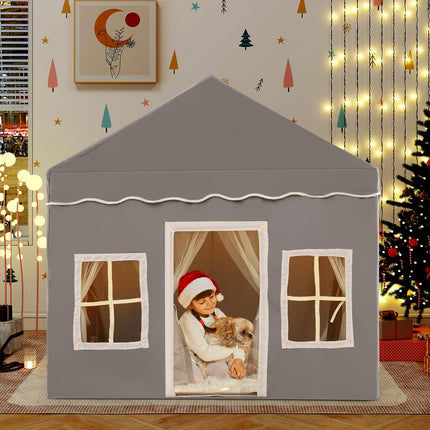 Costzon Kids Tent, Large Toddler Play Tent with 2 Doors, 4 Windows(53.5" x 37" x 53")
