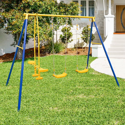 Costzon 440 lbs Swing Set for Backyard, 2-in-1 Heavy Duty Extra Large Metal Swing Frame
