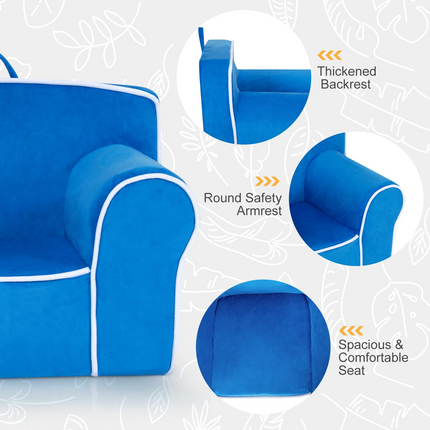 Costzon Kids Couch, Toddler Soft Sofa Chair w/Removable & Washable Velvet Surface, Toddler Couch