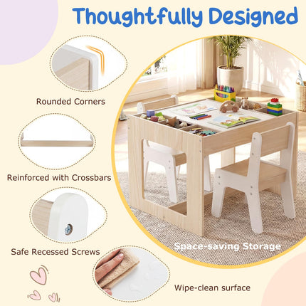 Costzon 4-1 Wooden Activity Art Desk Set w/Whiteboard Chalkboard & Storage Cubes