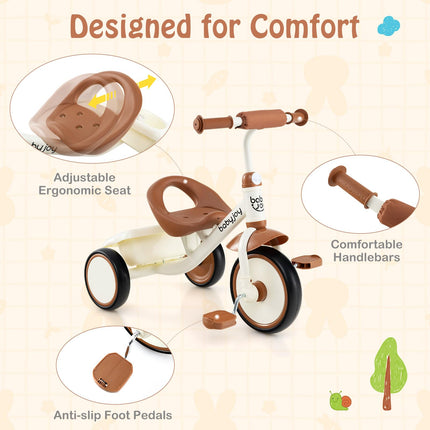 BABY JOY Toddler Tricycle, Kids Trike with Adjustable Seat and Storage Basket for Boys Girls Indoor and Outdoor Riding