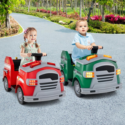 Costzon Ride on Fire Truck 12V Toddler Fire Toy Kids Car w/Shovel & Wrench
