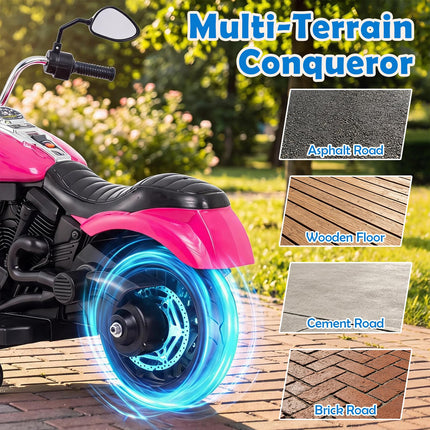 Costzon 6V Chopper Kids Motorcycle with Music Training Wheels