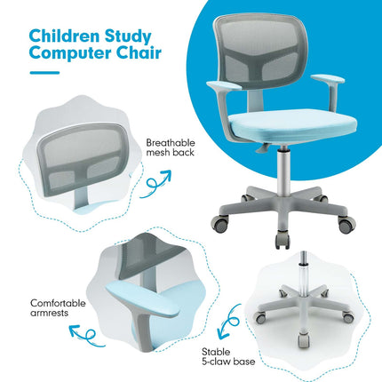 Kids Desk Chair, Children Study Computer Chair with Adjustable Height - Costzon
