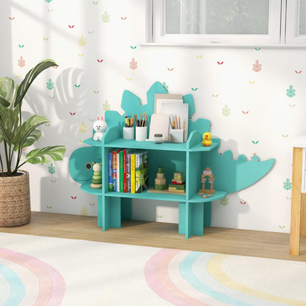 Costzon Dinosaur Kids Bookshelf, 2-Tier Toddler Montessori Shelf Book Rack, Toy and Book Storage for Kids