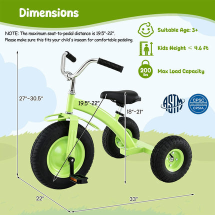 Costzon 15-Inch Front Wheel Trike with Carbon Steel Frame
