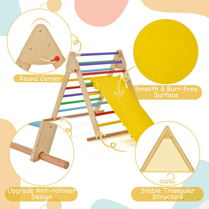 Costzon Climbing Toy for Toddlers, Foldable Upgrade Anti-Rollover Kids Indoor Gym Playset with Reversible Ramp
