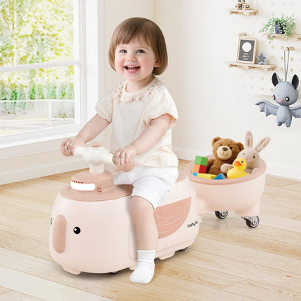 Costzon Toddler Ride On Toys 2 in 1 Ride-On Scooter with Trailer Light Music