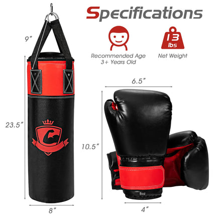 Costzon Kids Hanging Punching Bag Set, 6 PCS Filled 4-Tier PVC Boxing Set