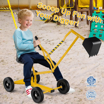 Costzon Sand Digger Outdoor Heavy Duty Metal Excavator with 360° Swivel Seat and 4 Wheels