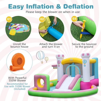BOUNTECH Inflatable Bounce House, Bouncy House with Slide for Kids 3-6 Indoor Outdoor with Obstacle