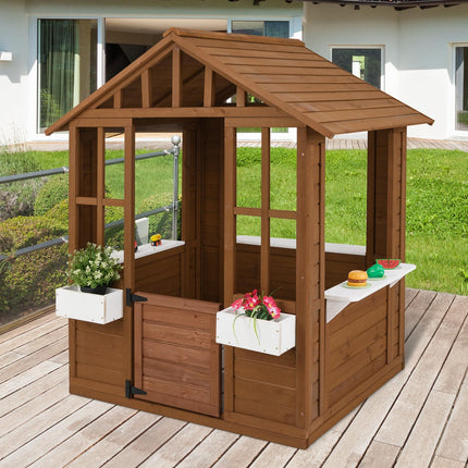 Costzon Fir Wood Adventures Cottage for Children Pretend Activity Play