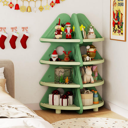 Costzon Christmas Tree Bookshelf for Kids Toddler Montessori Corner Bookcase