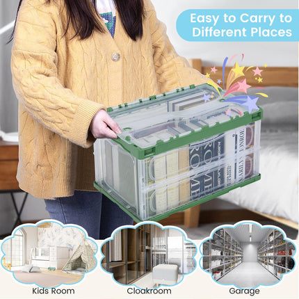 Costzon 4 Pack Toy Storage Organizers, Clear Collapsible Toy Container Bins with Lids