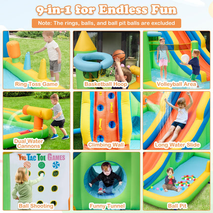 BOUNTECH Inflatable Water Slide Park, Kids Waterslide for Outdoor with Splash Pool