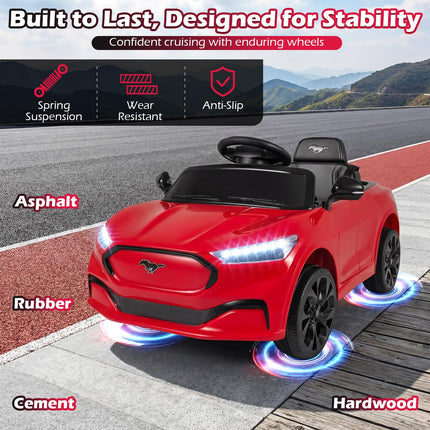 Costzon 12V Licensed Ford Mach E Kids Electric Vehicle Wireless Connection & Spring Suspension
