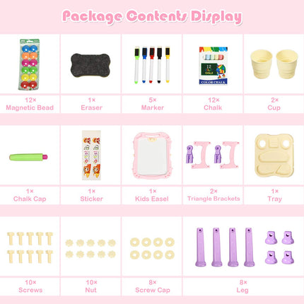 Costzon Art Easel for Kids Height Adjustable 360° Rotate Double Sided Standing Art Drawing Board