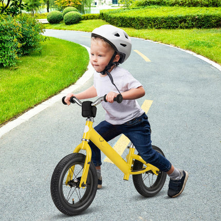 Costzon Toddler Balance Bike, No Pedal 12” Training Bicycle for 3+ Years Old Kids with Rubber Tires and Height Adjustable Handlebar & Seat