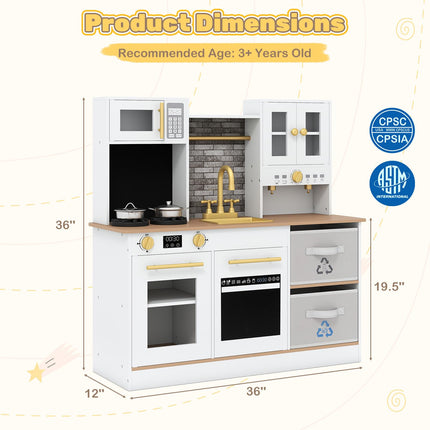 Costzon Kids Kitchen Playset Montessori Toddler Play Kitchen for Kids 3+ Years