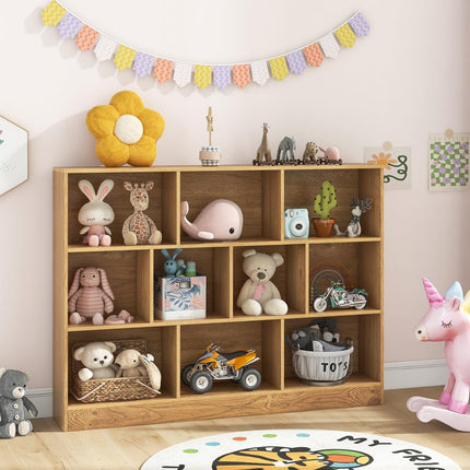Costzon Montessori Shelf, 10-Section Toy Storage Organizer for Books Toys