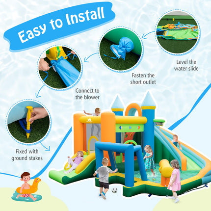BOUNTECH Inflatable Water Slide, 9 in 1 Kids Water Park Bounce House Combo for Outdoor Fun w/Splash Pool