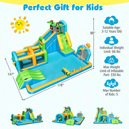 Costzon 9-in-1 Water Slide with Basketball Rim