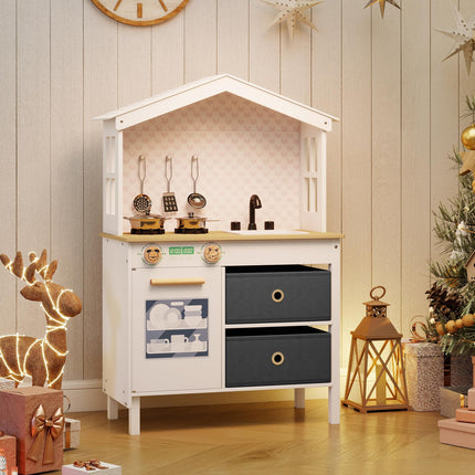 Costzon Wooden Kitchen Playset for Girls Boys Aged 3+