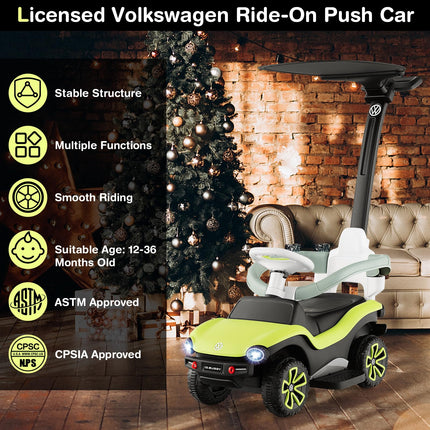 Costzon Push Car for Toddlers, 3 in 1 Volkswagen Stroller Sliding Walking Car with Canopy