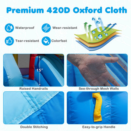 BOUNTECH Inflatable Water Slide | Dolphin Style 6 in 1 Bouncy Castle with Dual Slides